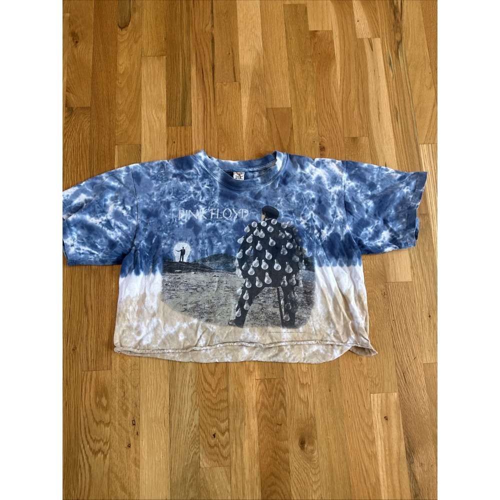 Pink Floyd Tie Dye T Shirt Vintage Style‎ Crop Tee Blue Band Graphic Y2K Medium
